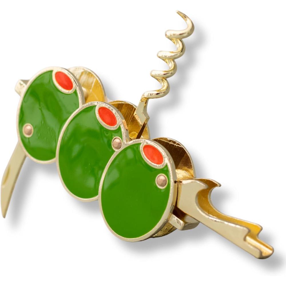 imagebando Novelty Martini Olive Corkscrew and Bottle Opener Aesthetic Barware and Cocktail Tools Olives