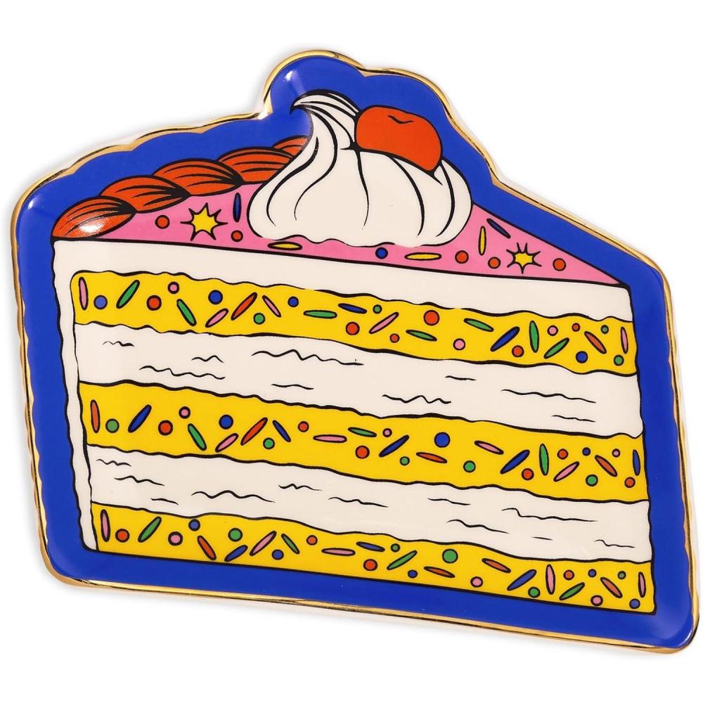 imagebando Novelty Trinket Tray Ceramic Jewelry Dish Small Decorative Tray for Keys or Decor Cute Catchall Tray CakeCake