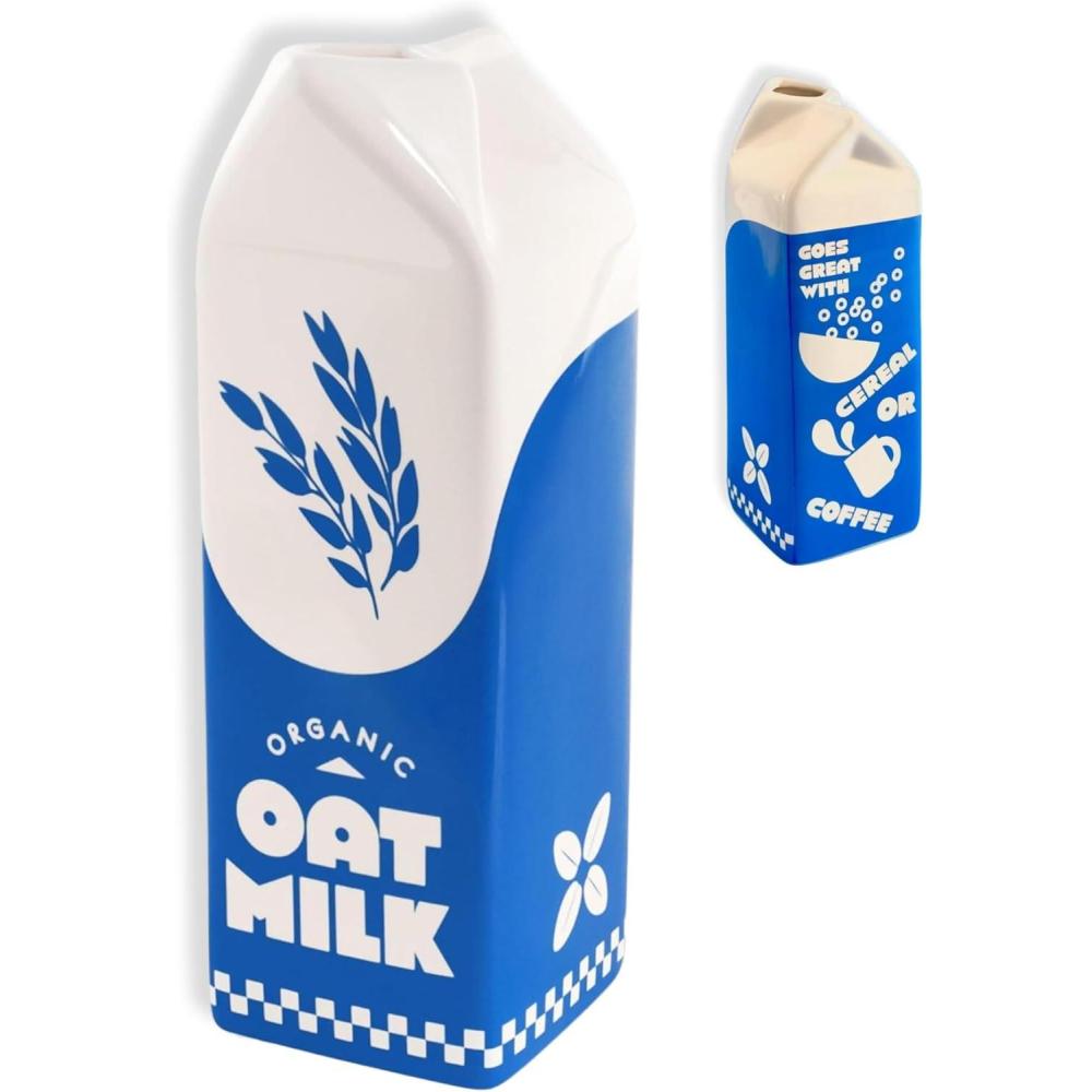 imagebando Vintage Inspired Rise and Shine Decorative Ceramic Vase Unique HomeKitchenOffice Accent Oat Milk