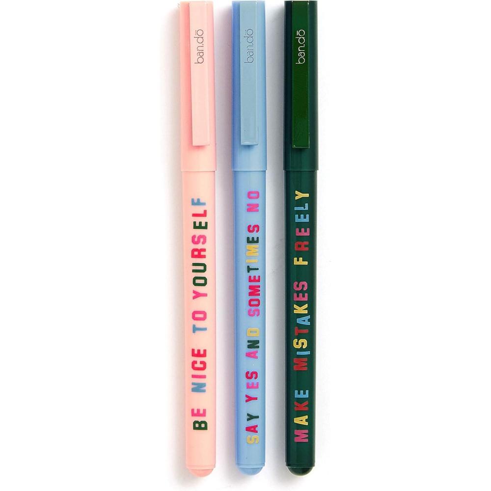 imagebando Write On Black Ink Pen Set of 3 Plastic Ballpoint Pens with Clip Lifes a PicnicAssorted Katie Kimmel