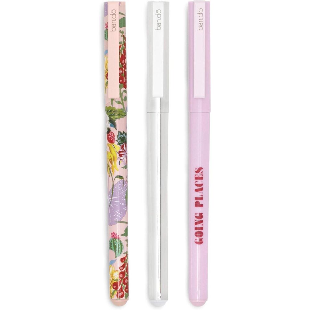 imagebando Write On Black Ink Pen Set of 3 Plastic Ballpoint Pens with Clip Lifes a Picnicgarden party