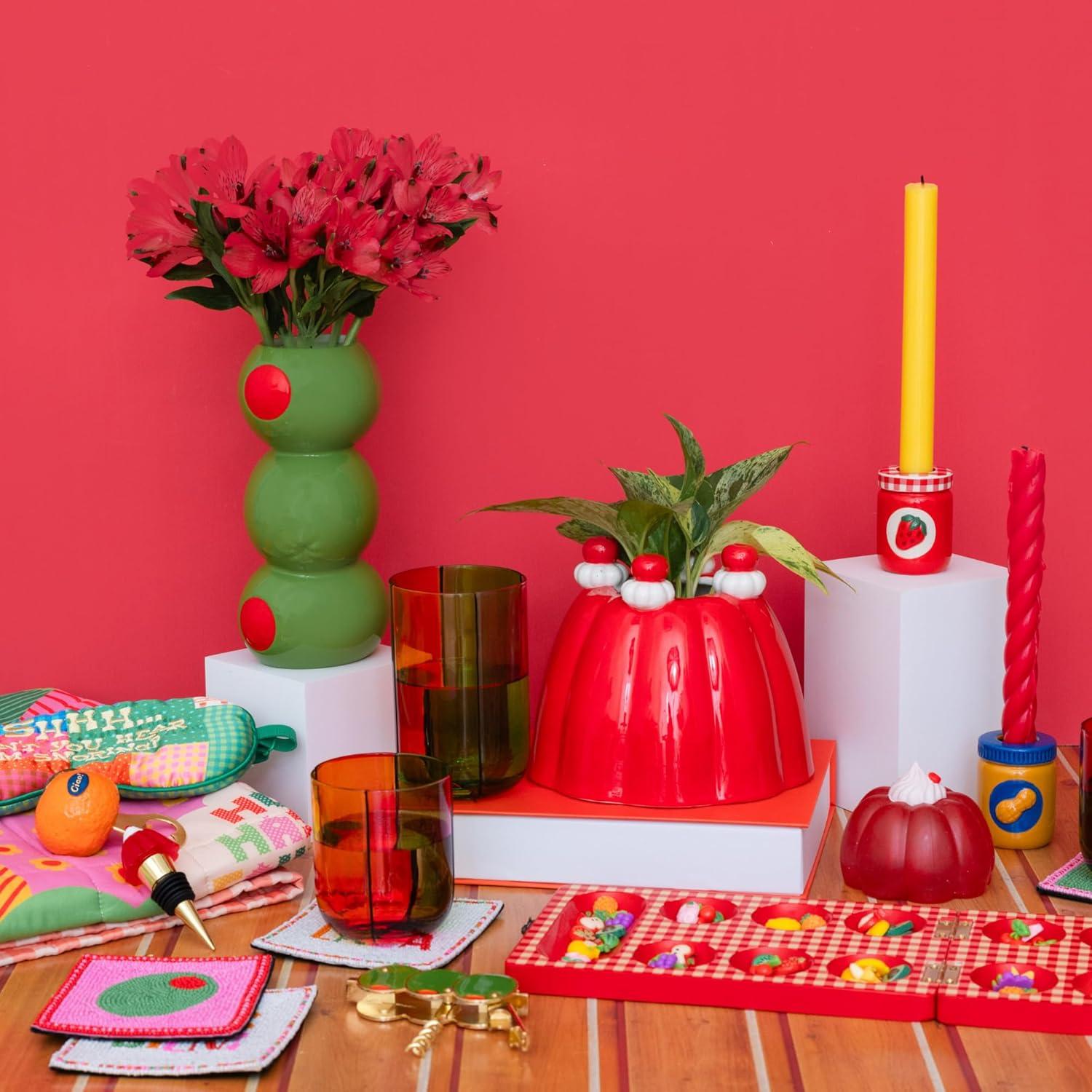 imagebando Bar Glass Set of 2 10 oz Cute Low Ball Glasses for Adults Unique Drinking Glasses Aesthetic Glassware for Bar Cart Colorblock