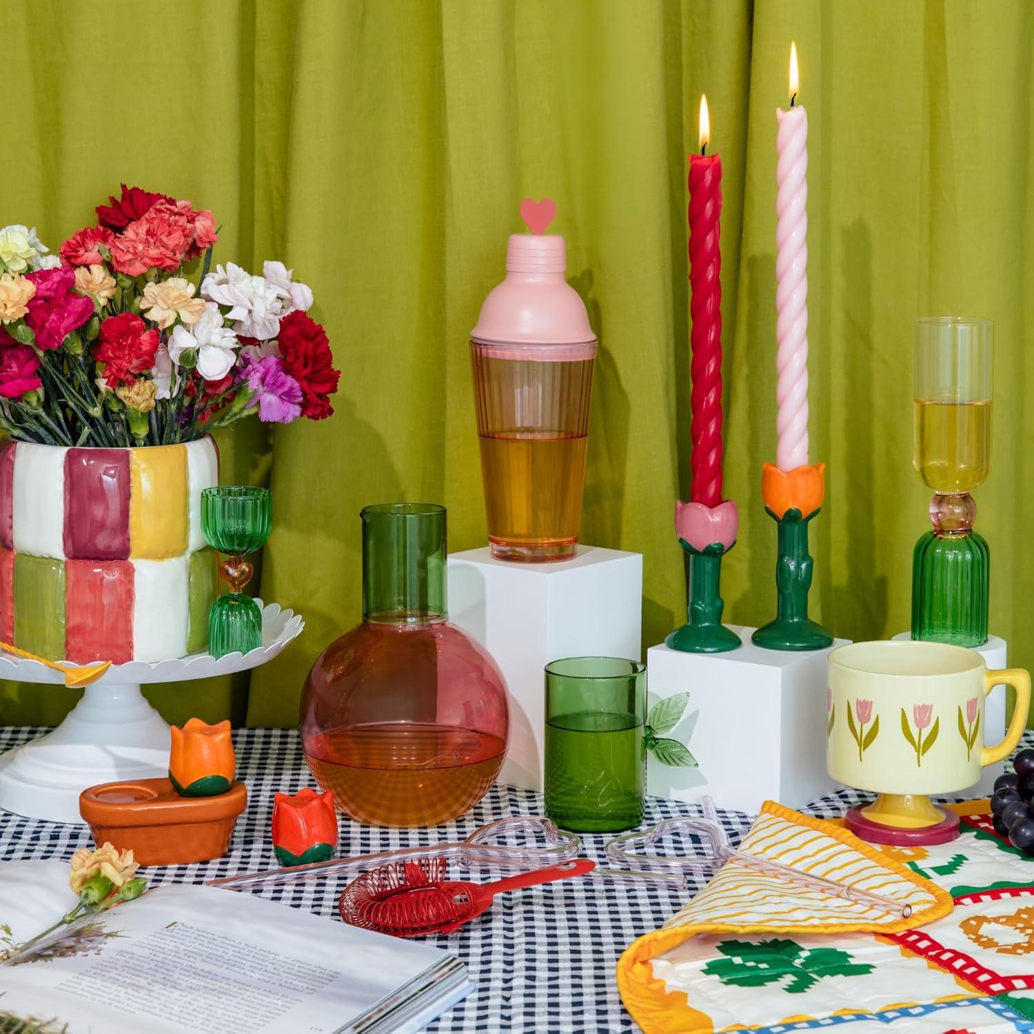 imagebando Bar Glass Set of 2 66oz Cute Cocktail Glasses for Adults Unique Cocktail Wine ampamp Champagne Glasses Aesthetic Glassware for Bar Cart Tipsy TurvyGreen