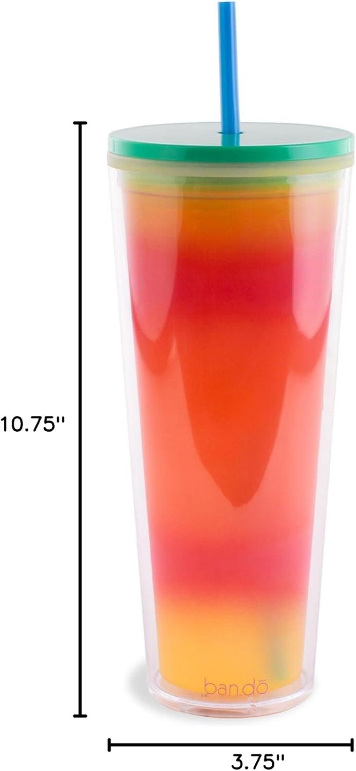 imagebando Color Changing Cup with Straw 24 oz Double Wall Tumbler Insulated Plastic Travel Tumbler Tunnel of Love