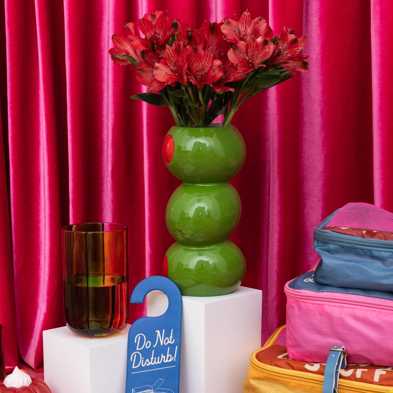 imagebando Decorative Ceramic Vase for Centerpiece Tall Novelty Olive Vase for HomeKitchenBar Cart Olives