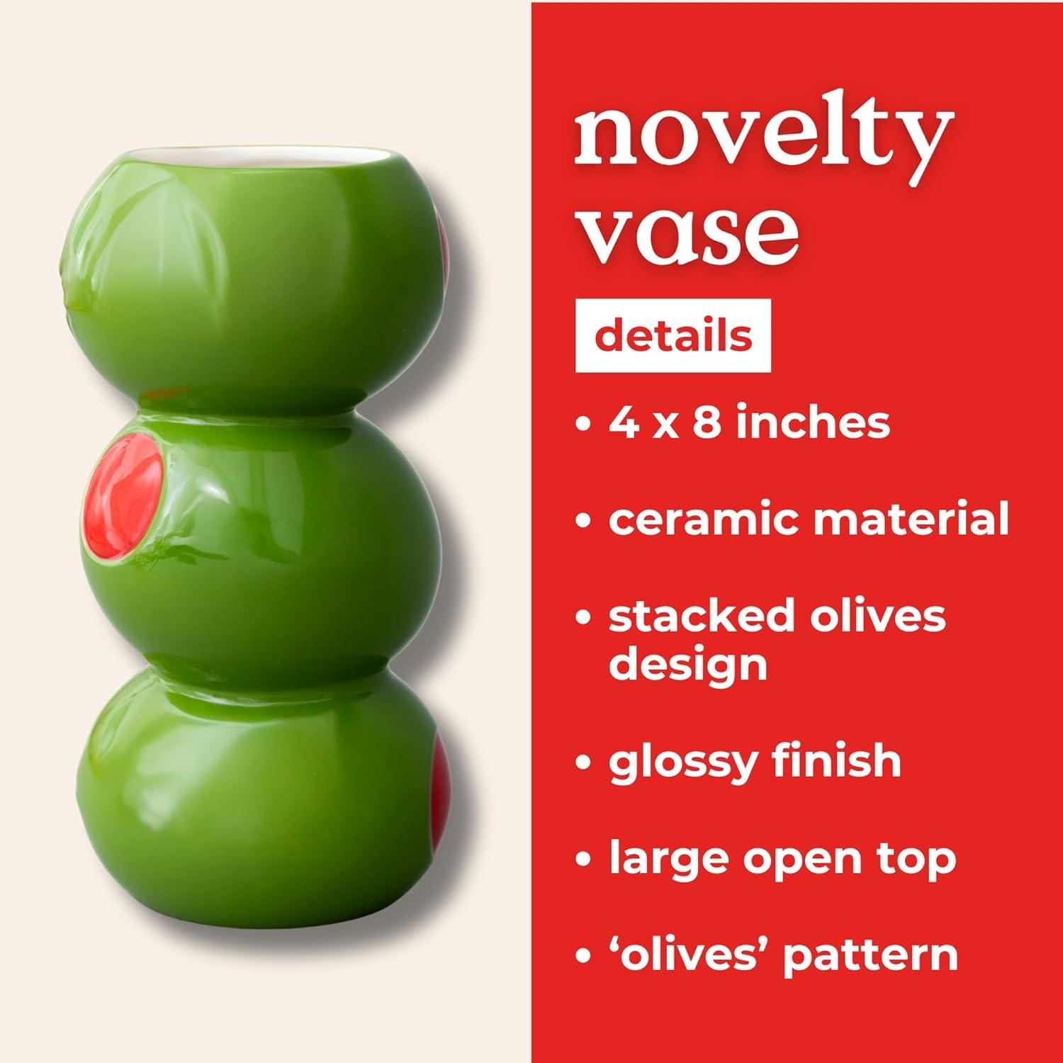 imagebando Decorative Ceramic Vase for Centerpiece Tall Novelty Olive Vase for HomeKitchenBar Cart Olives