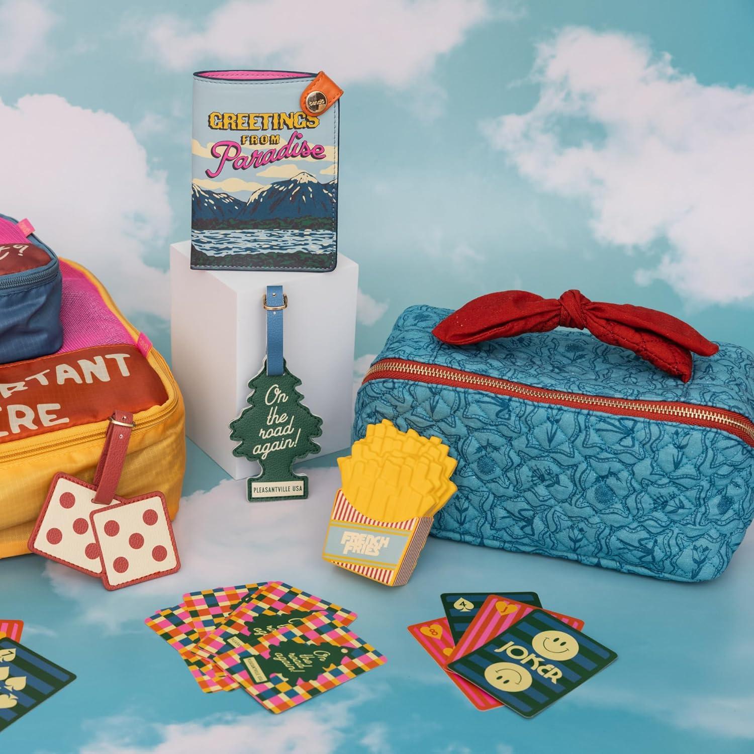 imagebando Getaway Quilted Toiletry Bag with Bow Handle and Satin Interior Flowers and Bows