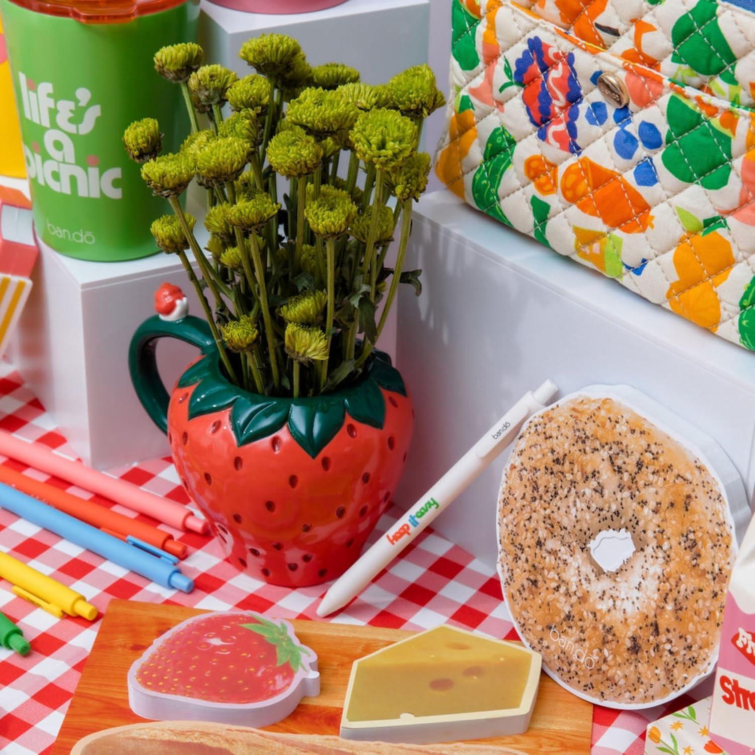 imagebando Novelty Ceramic Mug 12 Ounce Coffee and Tea Cup with Large Handle Dishwasher and Microwave Safe 3D Fruit Mug Strawberry