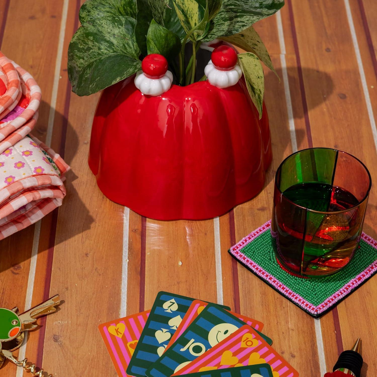 imagebando Retro Inspired Jelly Dessert Vintage Ceramic Shelf Decor UniqueNoveltyEclectic Flower Vase Jelly Dessert