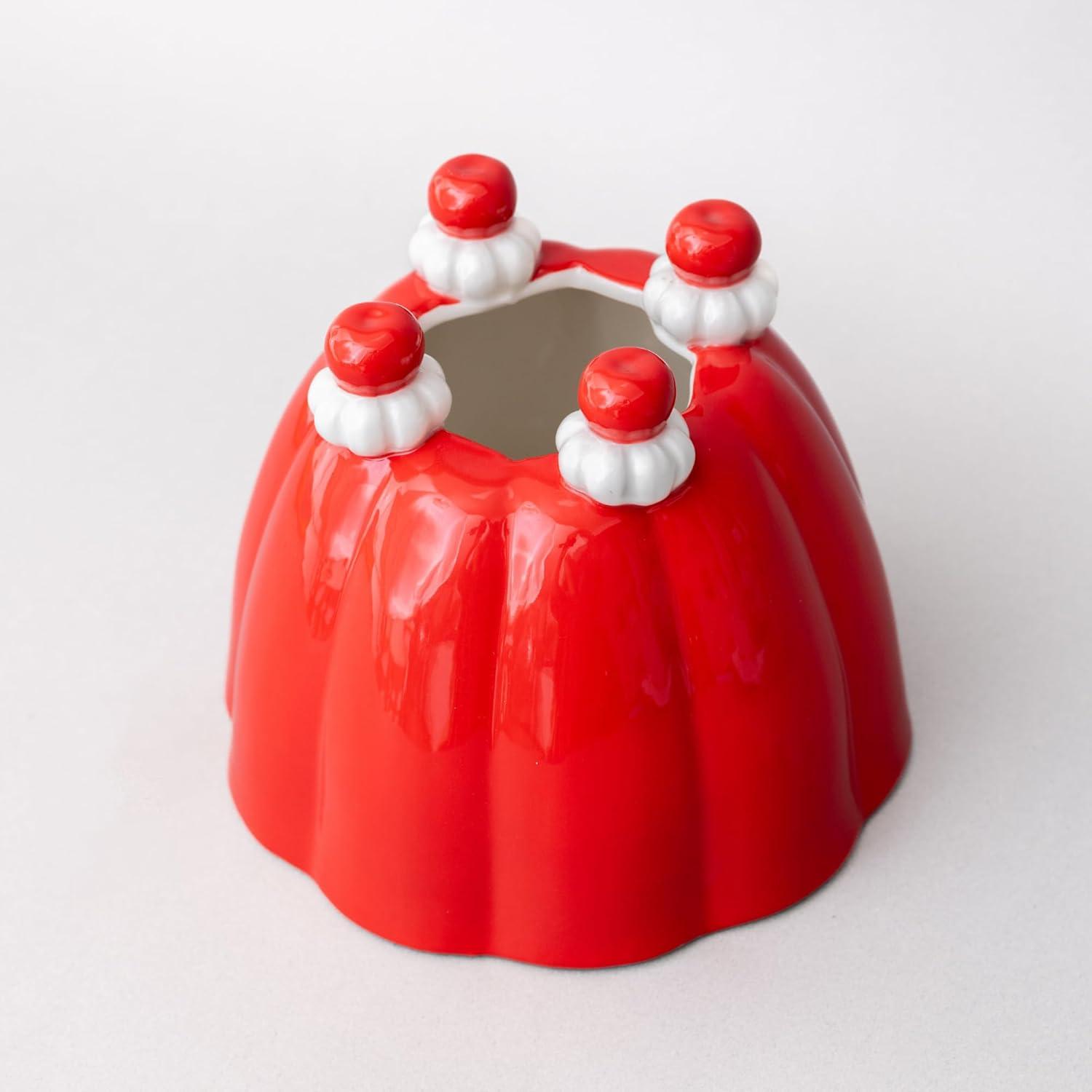 imagebando Retro Inspired Jelly Dessert Vintage Ceramic Shelf Decor UniqueNoveltyEclectic Flower Vase Jelly Dessert