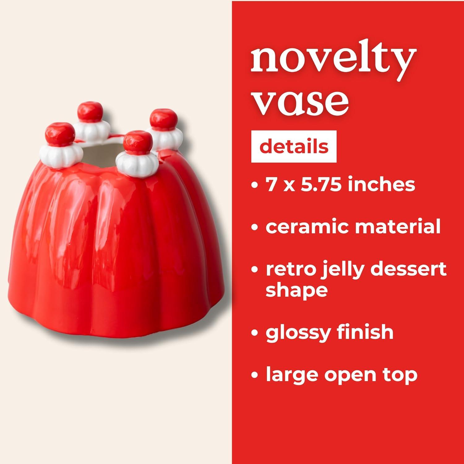 imagebando Retro Inspired Jelly Dessert Vintage Ceramic Shelf Decor UniqueNoveltyEclectic Flower Vase Jelly Dessert