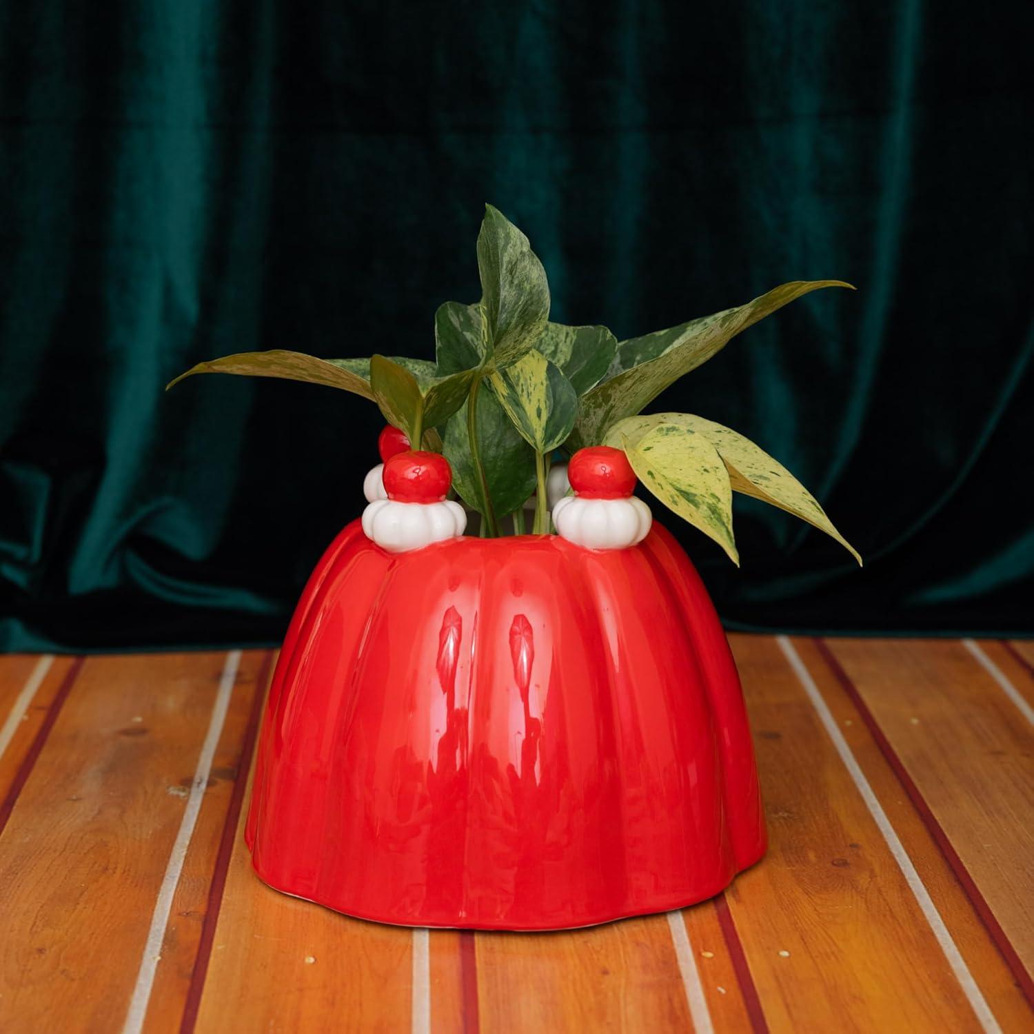 imagebando Retro Inspired Jelly Dessert Vintage Ceramic Shelf Decor UniqueNoveltyEclectic Flower Vase Jelly Dessert