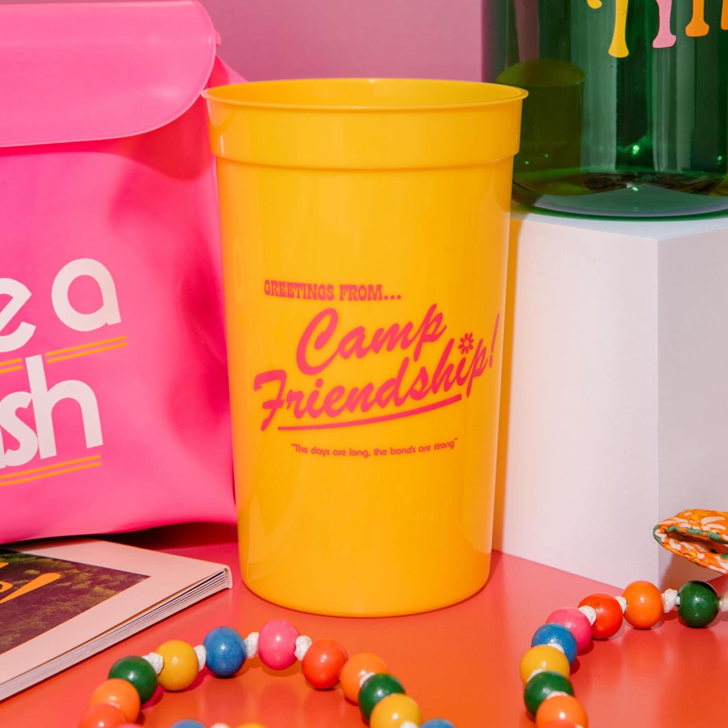 imagebando Stadium Cup Set of 4 Multicolor 22 Ounce Plastic Cups Camp Friendship