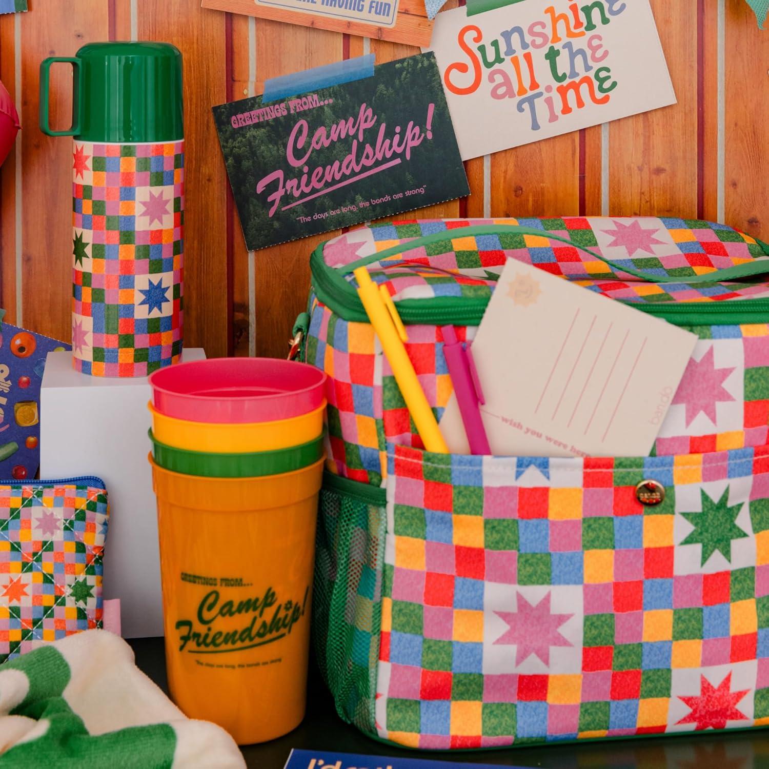 imagebando Stadium Cup Set of 4 Multicolor 22 Ounce Plastic Cups Camp Friendship