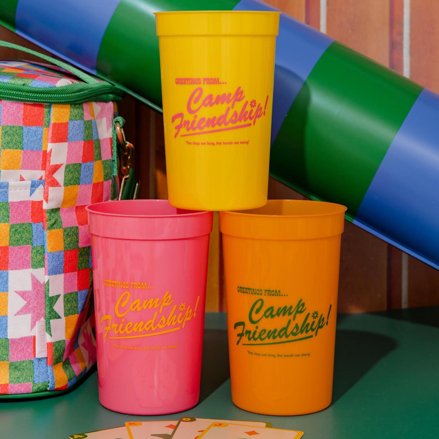 imagebando Stadium Cup Set of 4 Multicolor 22 Ounce Plastic Cups Camp Friendship