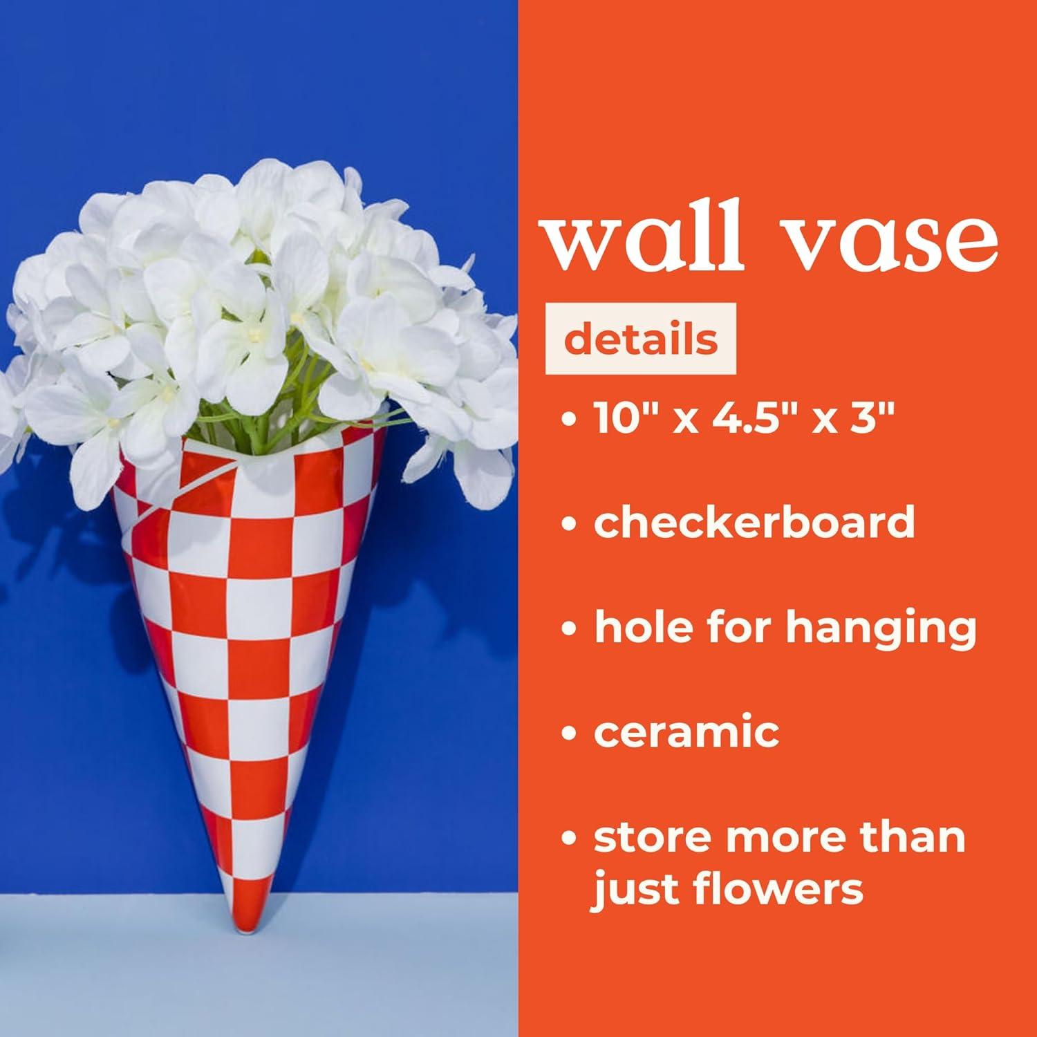 imagebando Vintage Inspired Checkered Bag Decorative Ceramic Wall Vase Unique HomeKitchenOffice Accent Checkered Bag