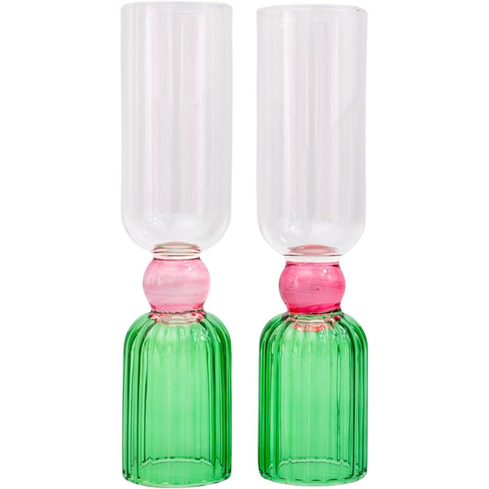 imagebando Bar Glass Set of 2 66oz Cute Cocktail Glasses for Adults Unique Cocktail Wine ampamp Champagne Glasses Aesthetic Glassware for Bar Cart Tipsy TurvyGreen