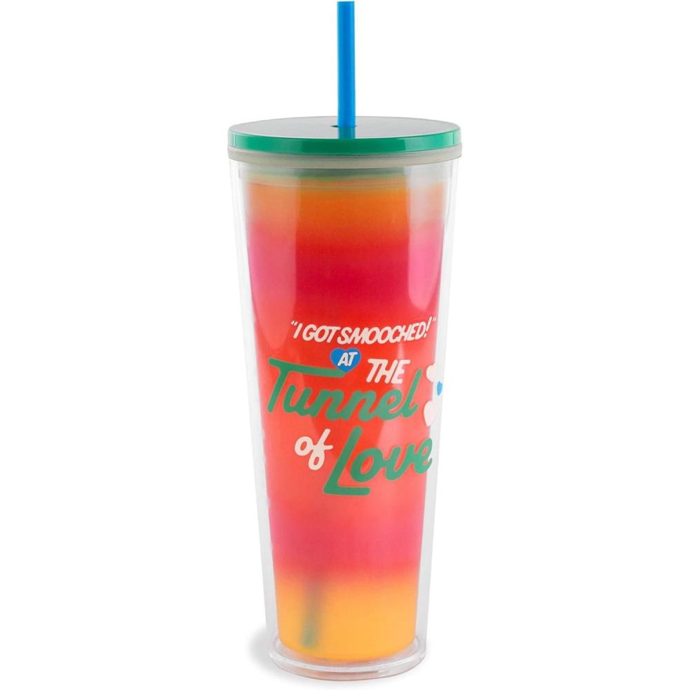 imagebando Color Changing Cup with Straw 24 oz Double Wall Tumbler Insulated Plastic Travel Tumbler Tunnel of Love