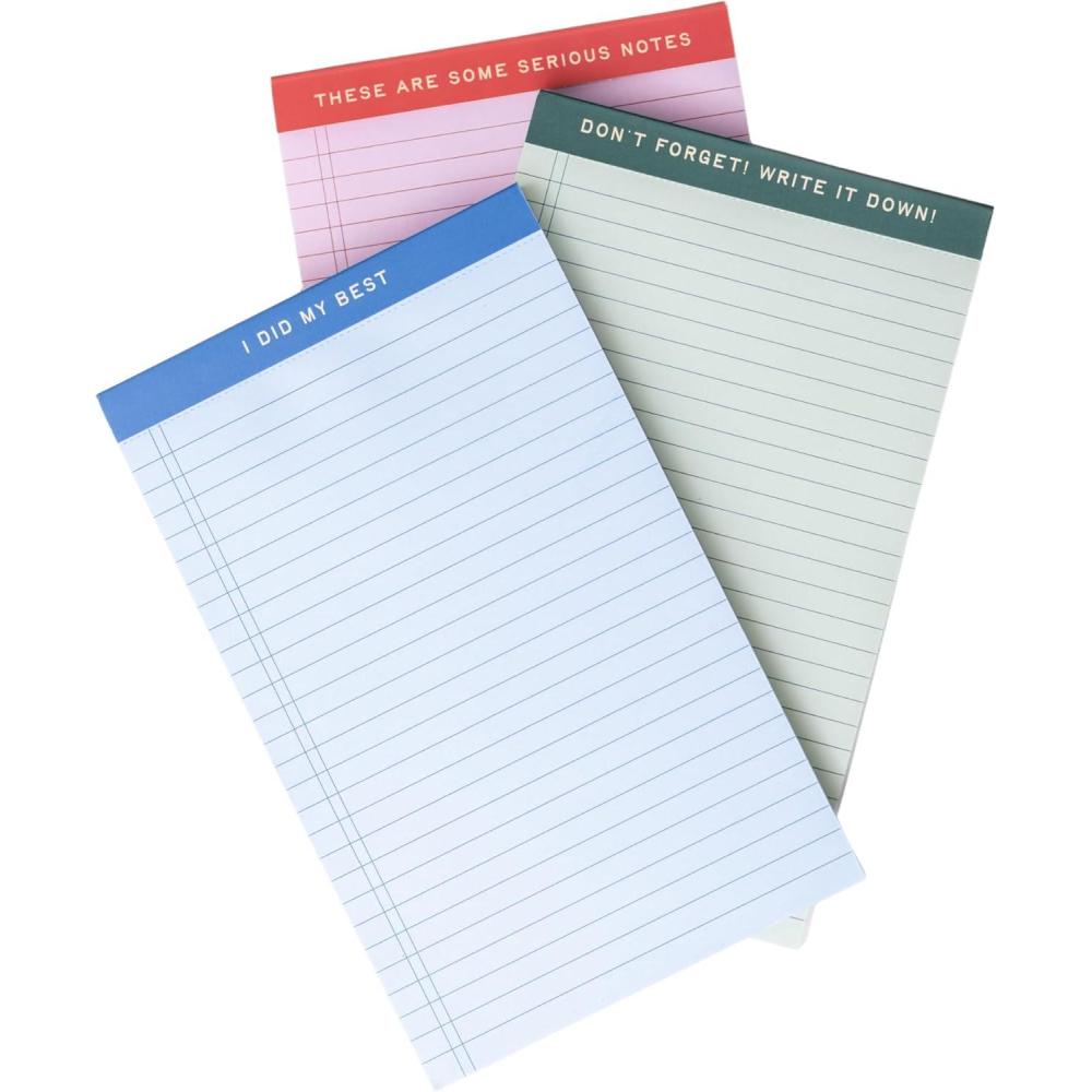 imagebando Mini Legal Pad Set of 3 8quot x 5quot Colorful Notepads with 80 Pages Each Serious Notes