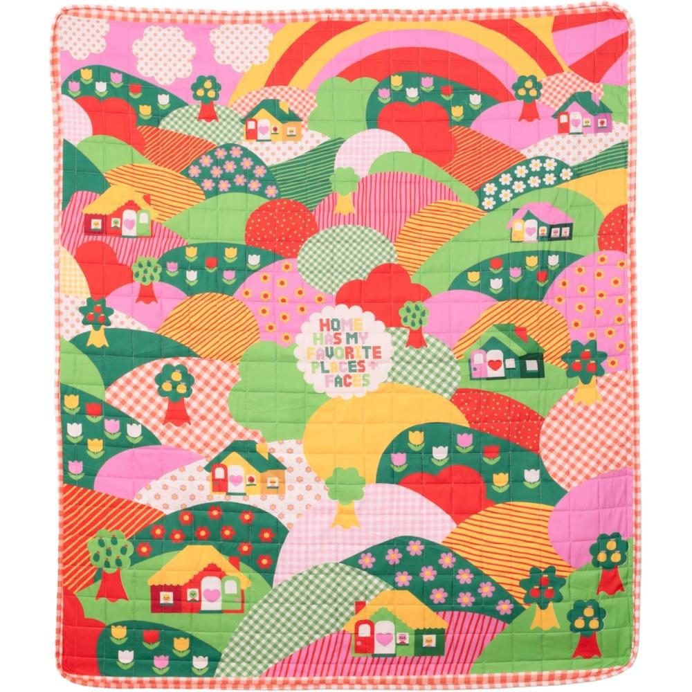 imagebando Retro 50quot x 60quot Quilted Blanket for CouchBedPicnic Vintage Inspired Throw Favorite Places and Faces