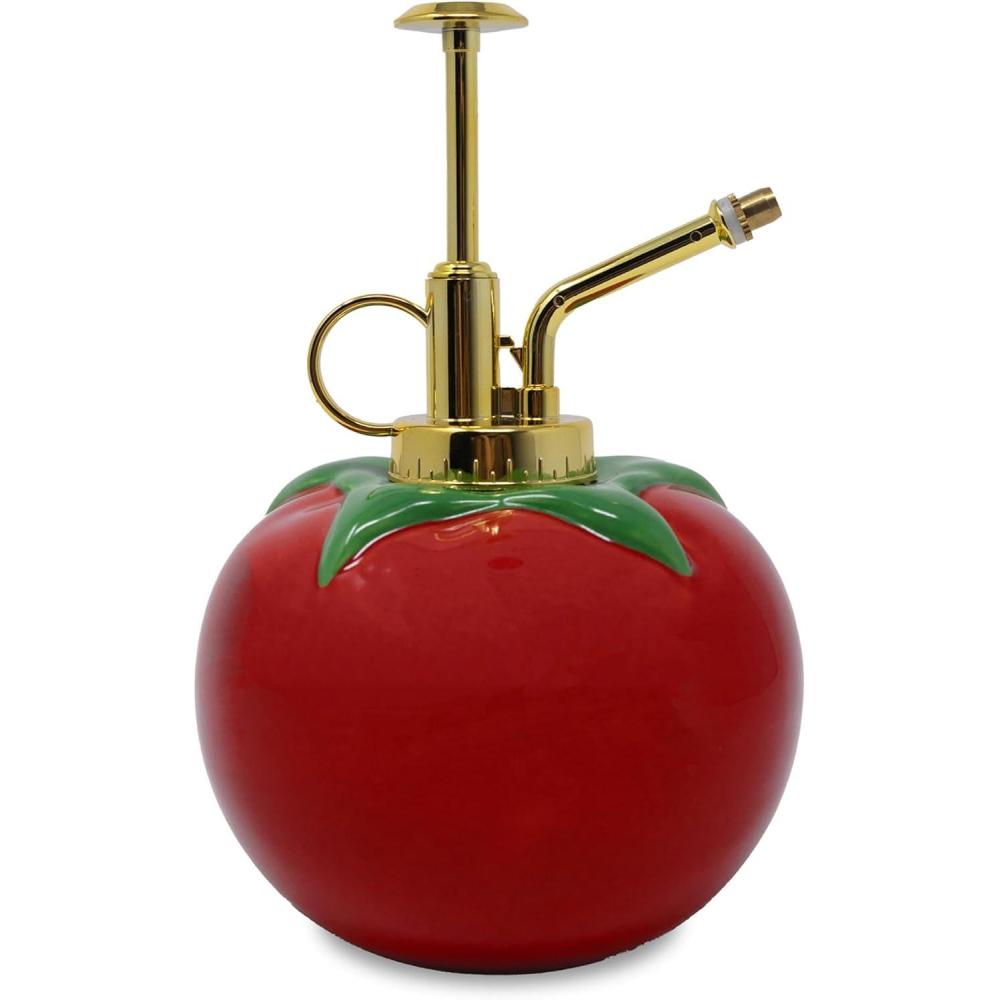 imagebando TomatoShaped Plant Mister Indoor Plant Accessories Watering Can Ceramic 16 oz Tomato Red