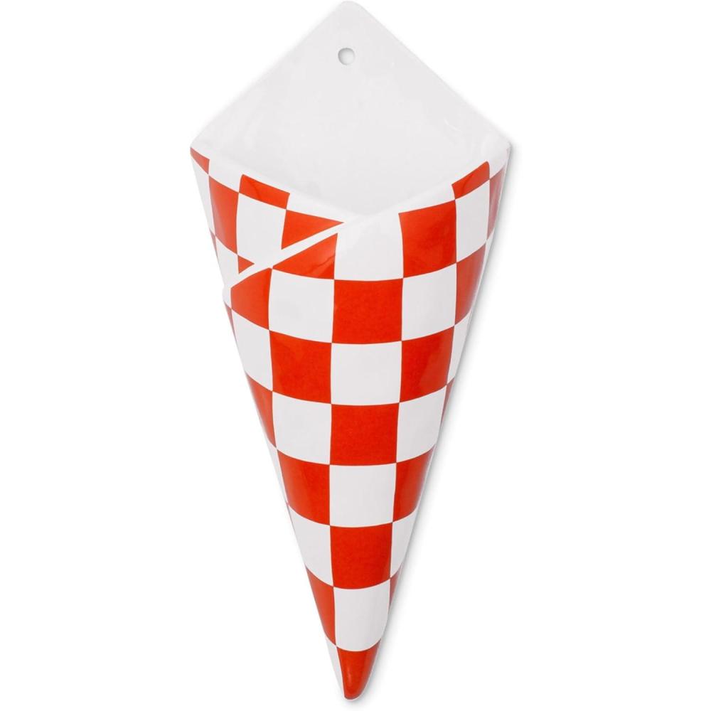 imagebando Vintage Inspired Checkered Bag Decorative Ceramic Wall Vase Unique HomeKitchenOffice Accent Checkered Bag