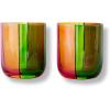 ban.do Bar Glass Set of 2, 10 oz Cute Low Ball Glasses for Adults, Unique Drinking Glasses, Aesthetic Glassware for Bar Cart (Colorblock)