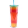 ban.do Color Changing Cup with Straw, 24 oz Double Wall Tumbler, Insulated Plastic Travel Tumbler, Tunnel of Love