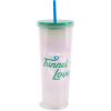 ban.do Color Changing Cup with Straw, 24 oz Double Wall Tumbler, Insulated Plastic Travel Tumbler, Tunnel of Love