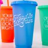 ban.do Color Changing Cups with Straws, Set of 5, 24 oz Travel Tumblers with Lids and Straws, Colorblock