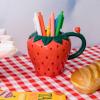 ban.do Novelty Ceramic Mug, 12 Ounce Coffee and Tea Cup with Large Handle, Dishwasher and Microwave Safe 3D Fruit Mug, Strawberry