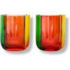 ban.do Bar Glass Set of 2, 10 oz Cute Low Ball Glasses for Adults, Unique Drinking Glasses, Aesthetic Glassware for Bar Cart (Colorblock)