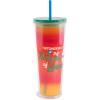 ban.do Color Changing Cup with Straw, 24 oz Double Wall Tumbler, Insulated Plastic Travel Tumbler, Tunnel of Love