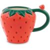ban.do Novelty Ceramic Mug, 12 Ounce Coffee and Tea Cup with Large Handle, Dishwasher and Microwave Safe 3D Fruit Mug, Strawberry