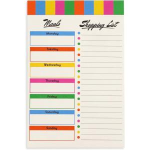 ban.do Weekly Meal Planner with Shopping List, 52 Page Wellness Food Journal, Magnetic Grocery List Notepad for Food Prep, Colorblock
