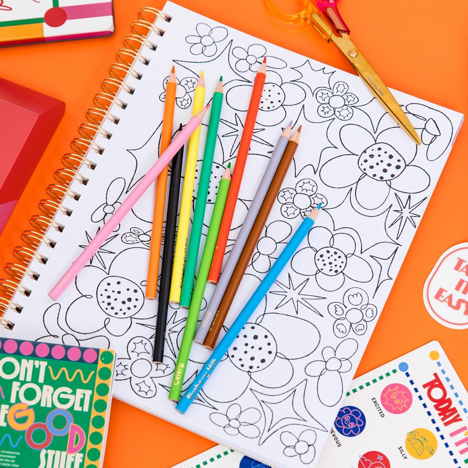 imagebando Write On Colorful Pencil Set of 10 PreSharpened 2 Graphite Pencils for Art in Reusable Travel Tin Case Color Outside the Lines