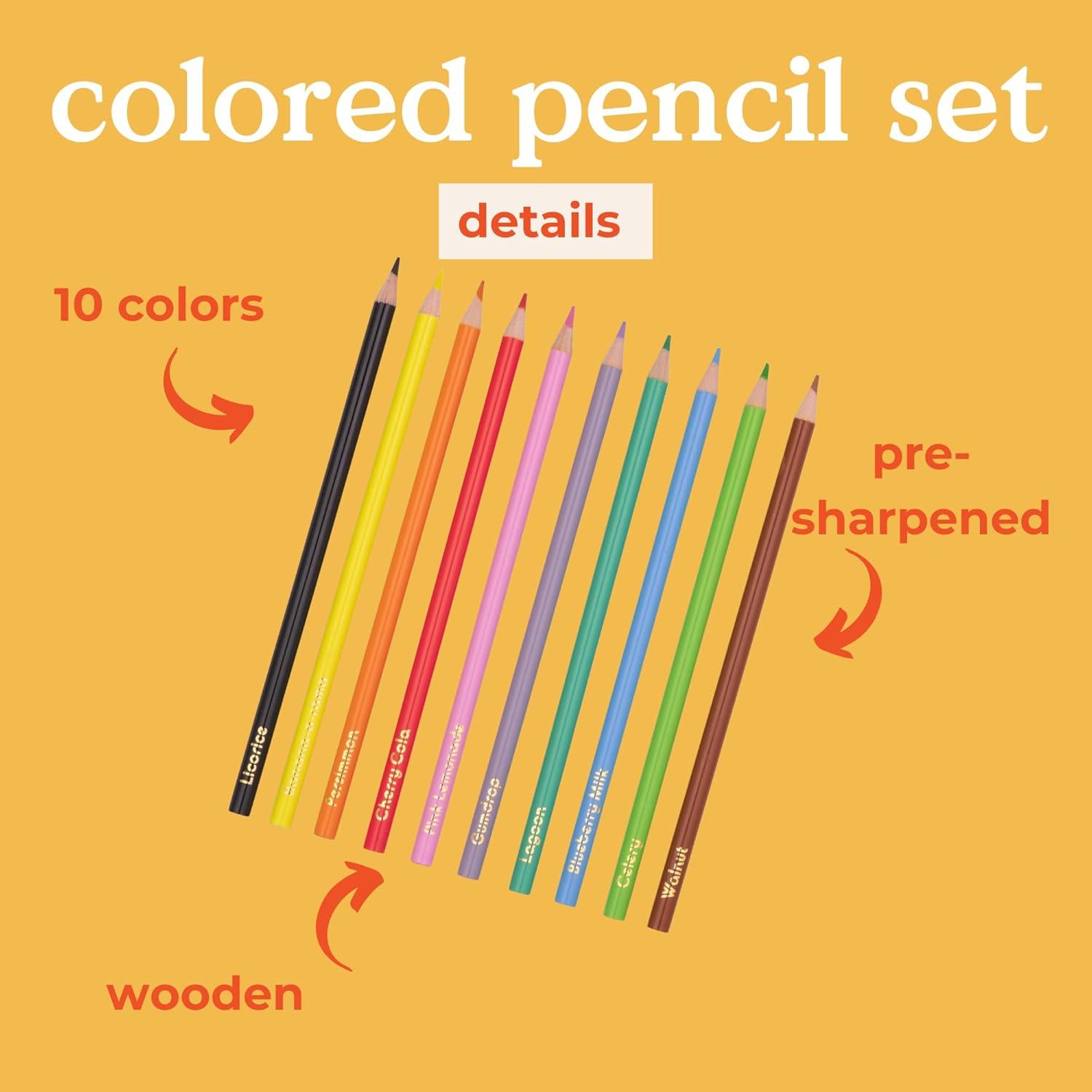 imagebando Write On Colorful Pencil Set of 10 PreSharpened 2 Graphite Pencils for Art in Reusable Travel Tin Case Color Outside the Lines