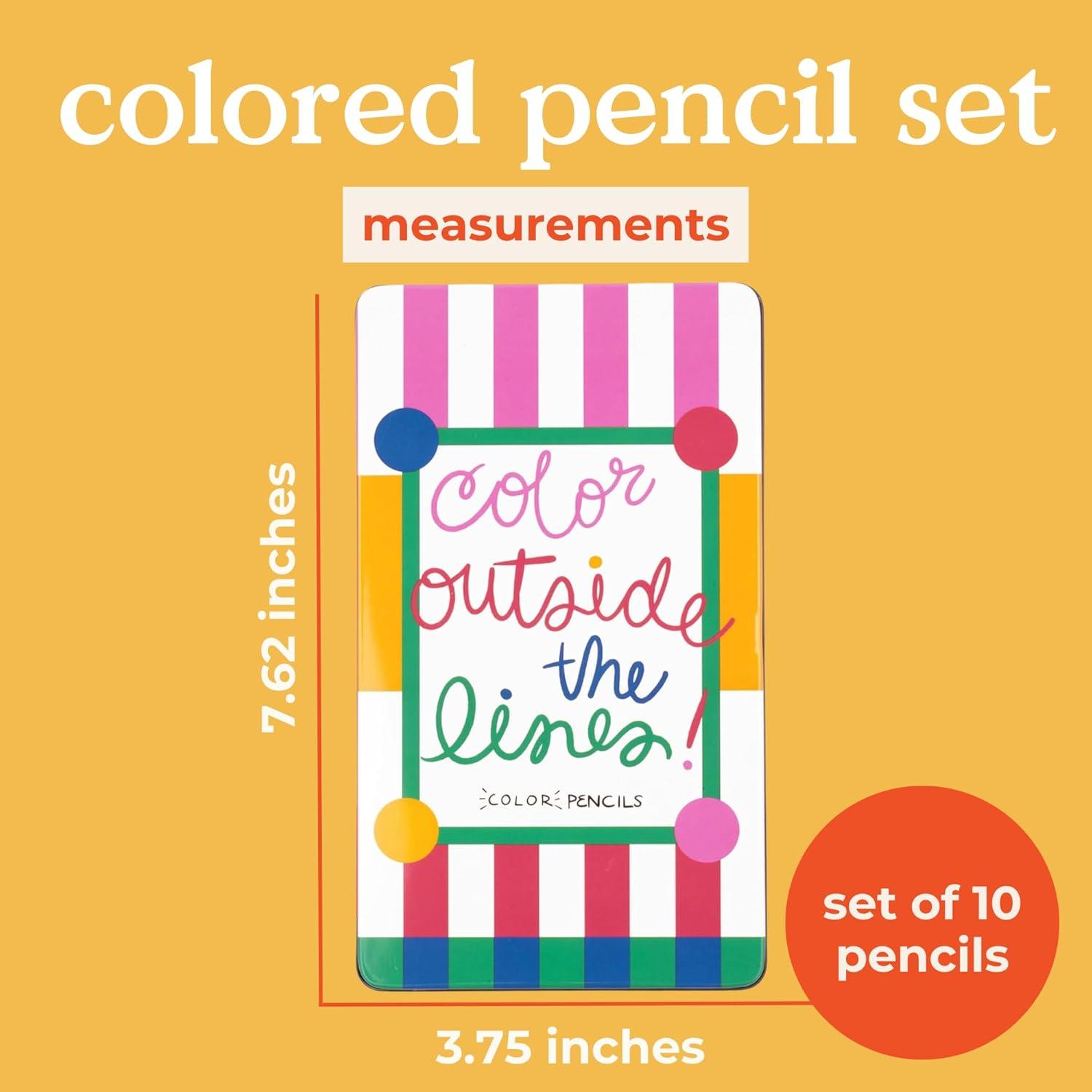 imagebando Write On Colorful Pencil Set of 10 PreSharpened 2 Graphite Pencils for Art in Reusable Travel Tin Case Color Outside the Lines