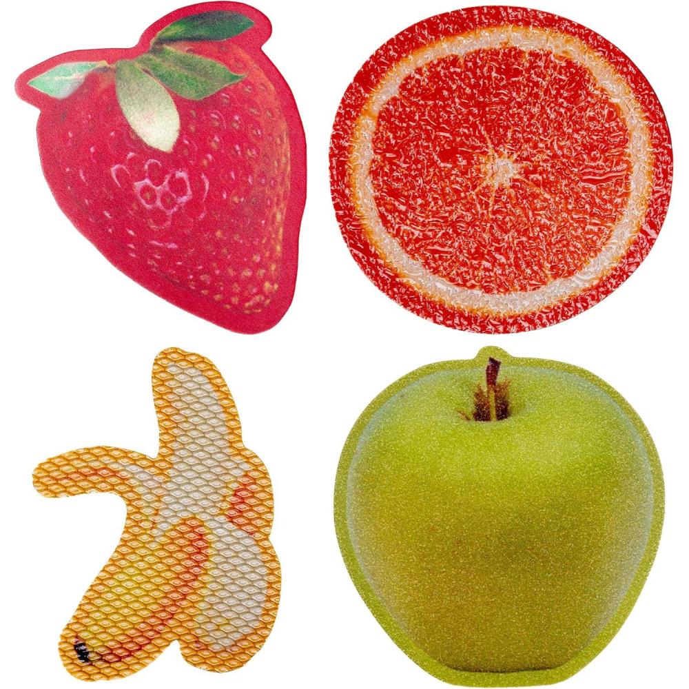 imagebando Jumbo Sensory Sticker Pack Big Vinyl Stickers 4 Textured Cool Stickers Colorful Laptop and Water Bottle Stickers Fruits