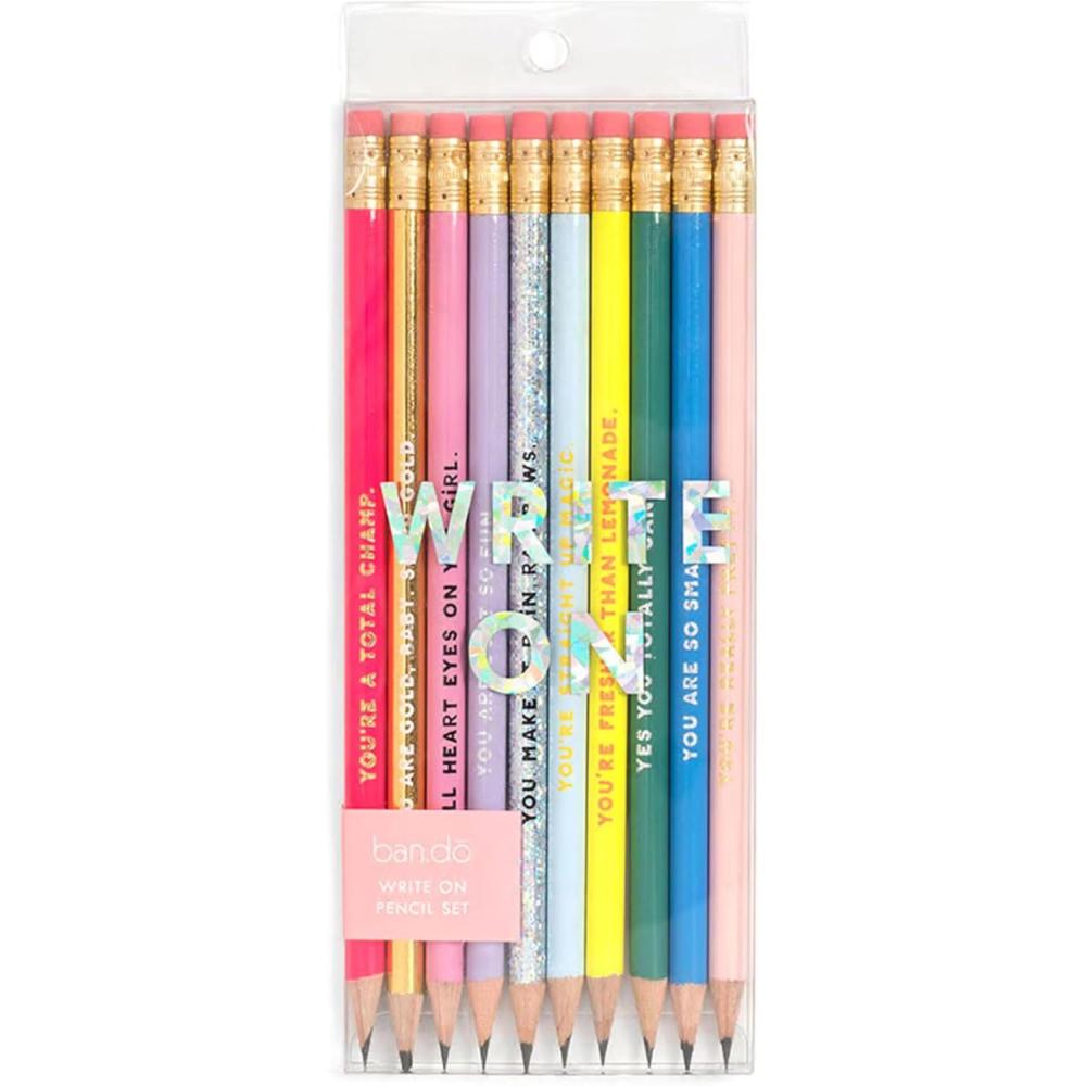 imagebando Write On Colorful Pencil Set of 10 PreSharpened 2 SchoolOffice Graphite Pencils for Adults ComplimentSayings Pencils for Girls Compliments