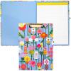 ban.do Blue Clipboard Folio with Lined Notepad, Padfolio with Metal Clip, Removable Writing Pad, and Pen Holder, Cute Padfolio Organizer for Office and Sports, Geometric Flowers