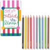 ban.do Write On Colorful Pencil Set of 10, Pre-Sharpened #2 Graphite Pencils for Art in Reusable Travel Tin Case, Color Outside the Lines