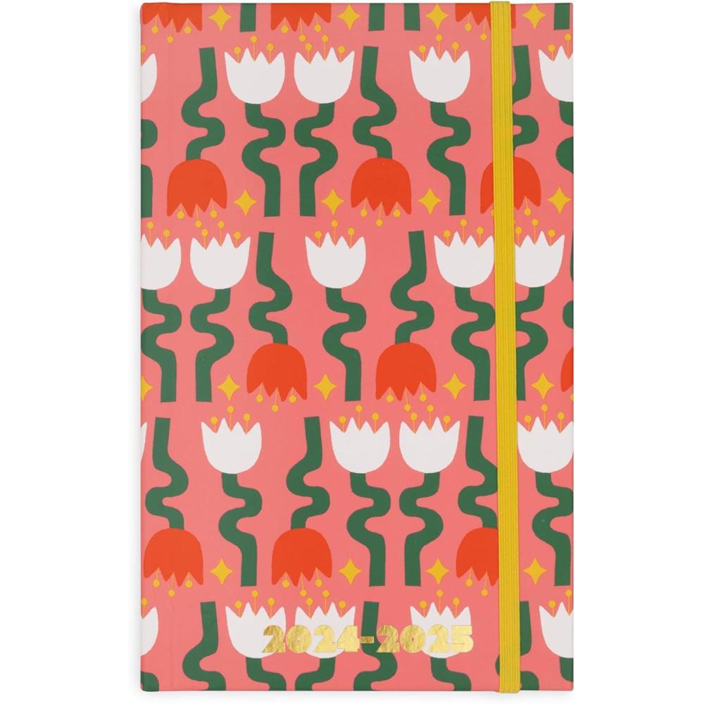 imagebando Daily Planner 20242025 Classic Weekly Planner Dated August 2024 December 2025 Self Care Journal Floral Hardcover Planner with Monthly Calendar Stickers ampamp Pockets Making It Up As I GoMid Century Tulips