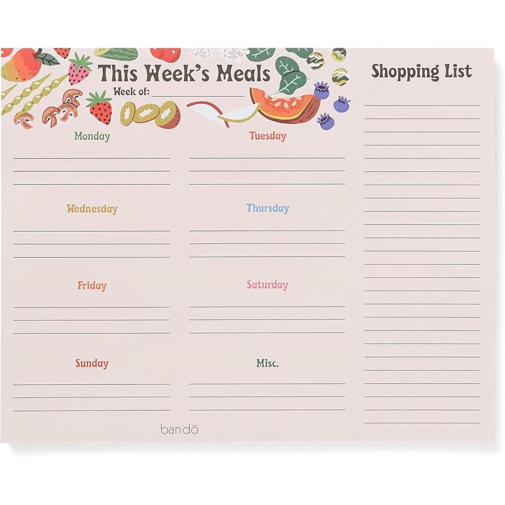 imagebando Weekly Meal Planner with Shopping List 50 Page Wellness Food Journal Magnetic Grocery List Notepad for Food Prep Tutti Frutti