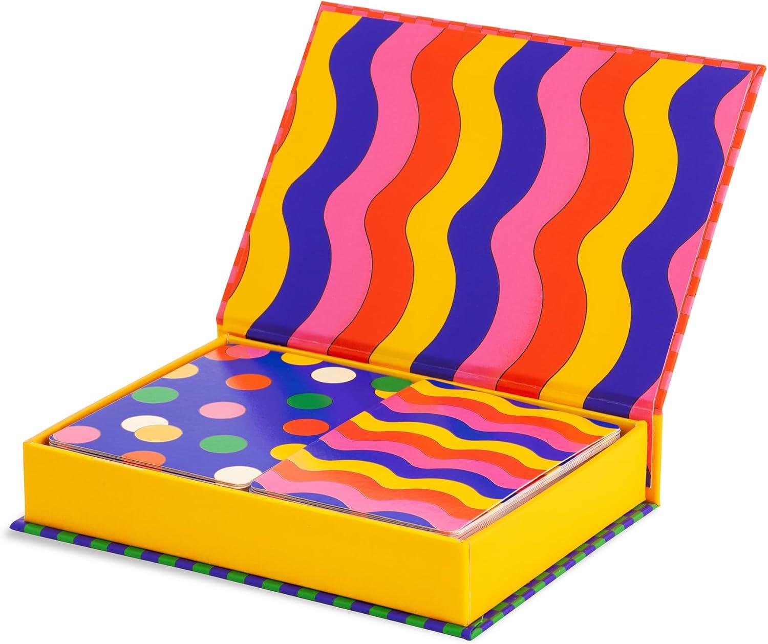 imagebando 2 Decks of Playing Cards 52Count Standard Card Deck with Case Cute Playing Cards for Adults Dots ampamp WavesDots Waves