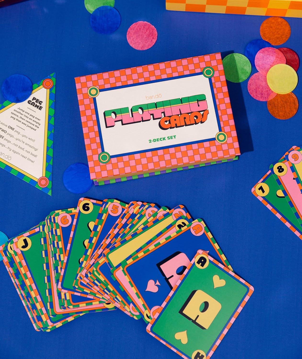 imagebando 2 Decks of Playing Cards 52Count Standard Card Deck with Case Cute Playing Cards for Adults Dots ampamp WavesDots Waves