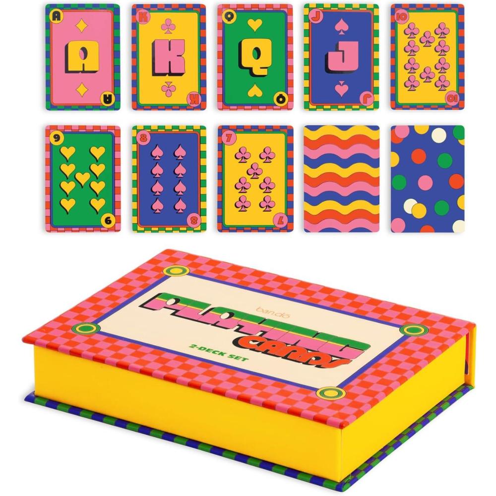 imagebando 2 Decks of Playing Cards 52Count Standard Card Deck with Case Cute Playing Cards for Adults Dots ampamp WavesDots Waves