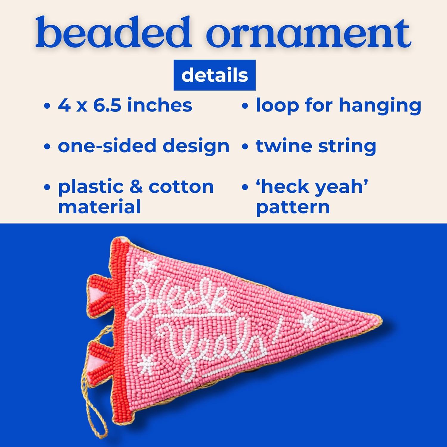 imagebando Beaded Hanging Ornament Penant Flag Unique Holiday Christmas Tree Decoration Heck Yeah