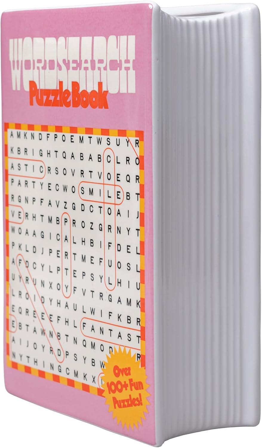 imagebando Decorative Book Shaped Vase Word Search Ceramic Vase Shelf Decor for Home or Office Word Search