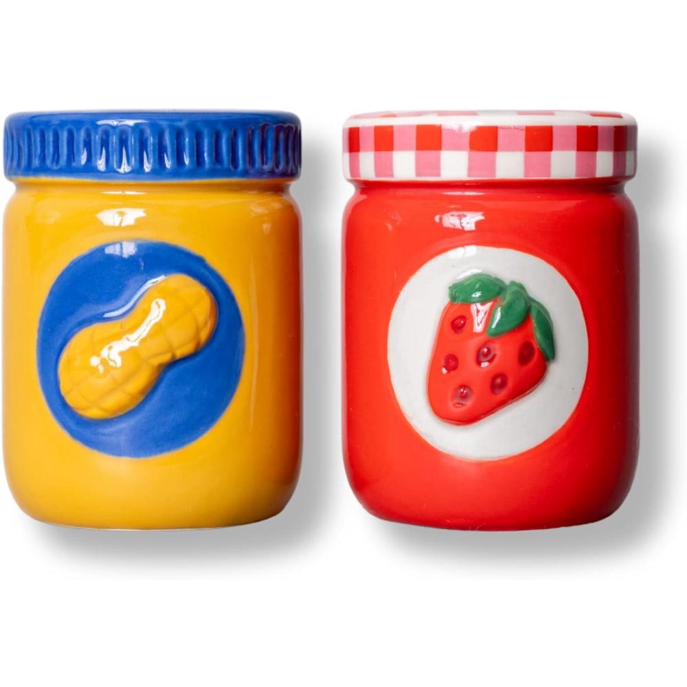 imagebando Set of 2 Decorative Candle Holders Unique Votive Candle Stick Decor Mini Jar Candle Holders for Table Centerpiece Peanut Butter and Jelly